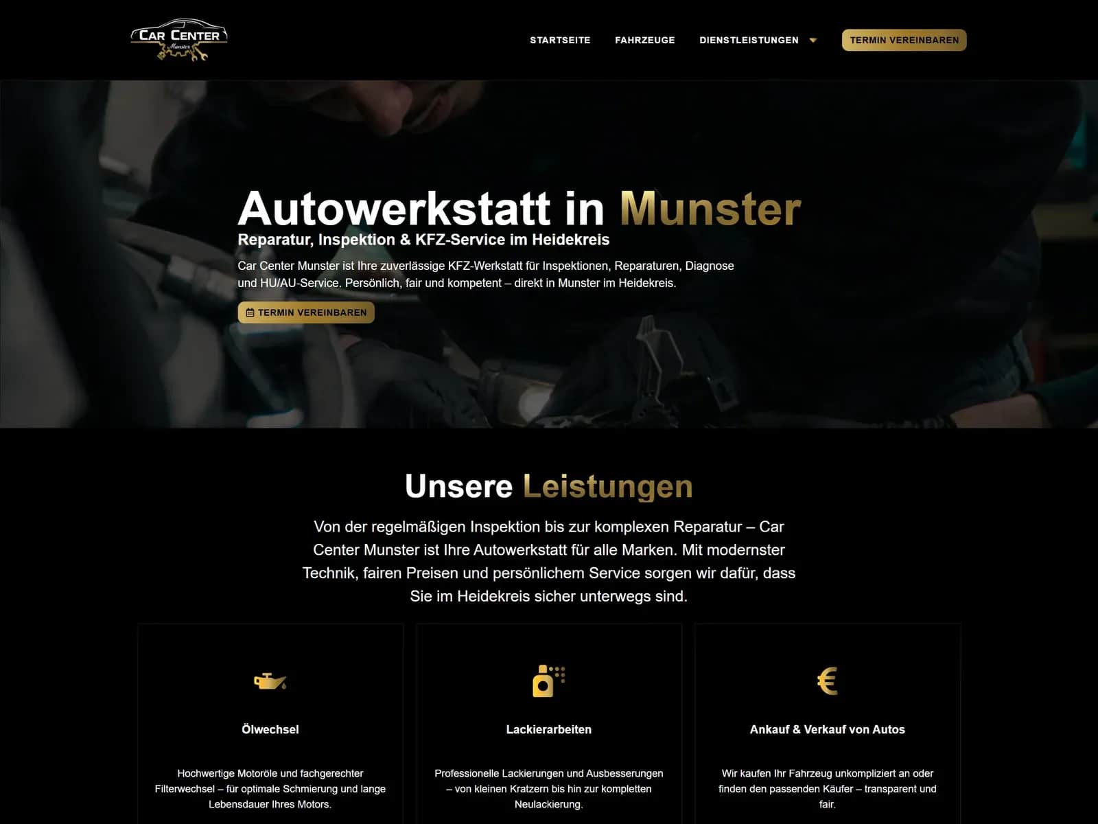 Screenshot der Website von Car Center Munster für Autohandel auf car-center-munster.de Screenshot der Website von Car Center Munster für Autohandel auf car-center-munster.de