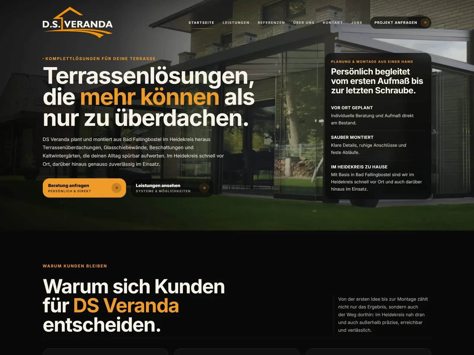 Screenshot der Website von DS Veranda für Terrassenlösungen auf dsveranda.de Screenshot der Website von DS Veranda für Terrassenlösungen auf dsveranda.de