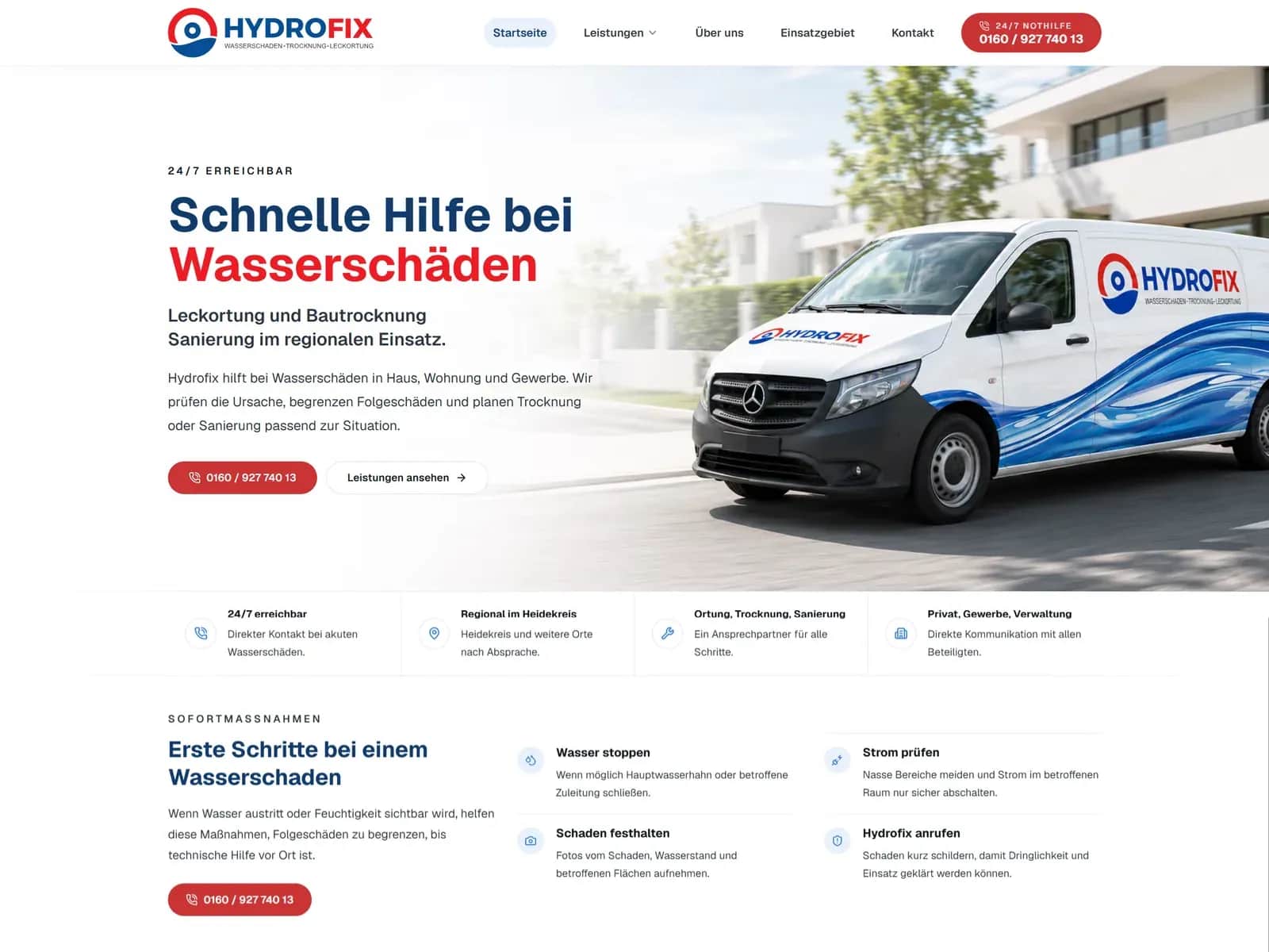 Screenshot der Website von Hydrofix für Wasserschadenhilfe auf hydrofix-gmbh.de Screenshot der Website von Hydrofix für Wasserschadenhilfe auf hydrofix-gmbh.de