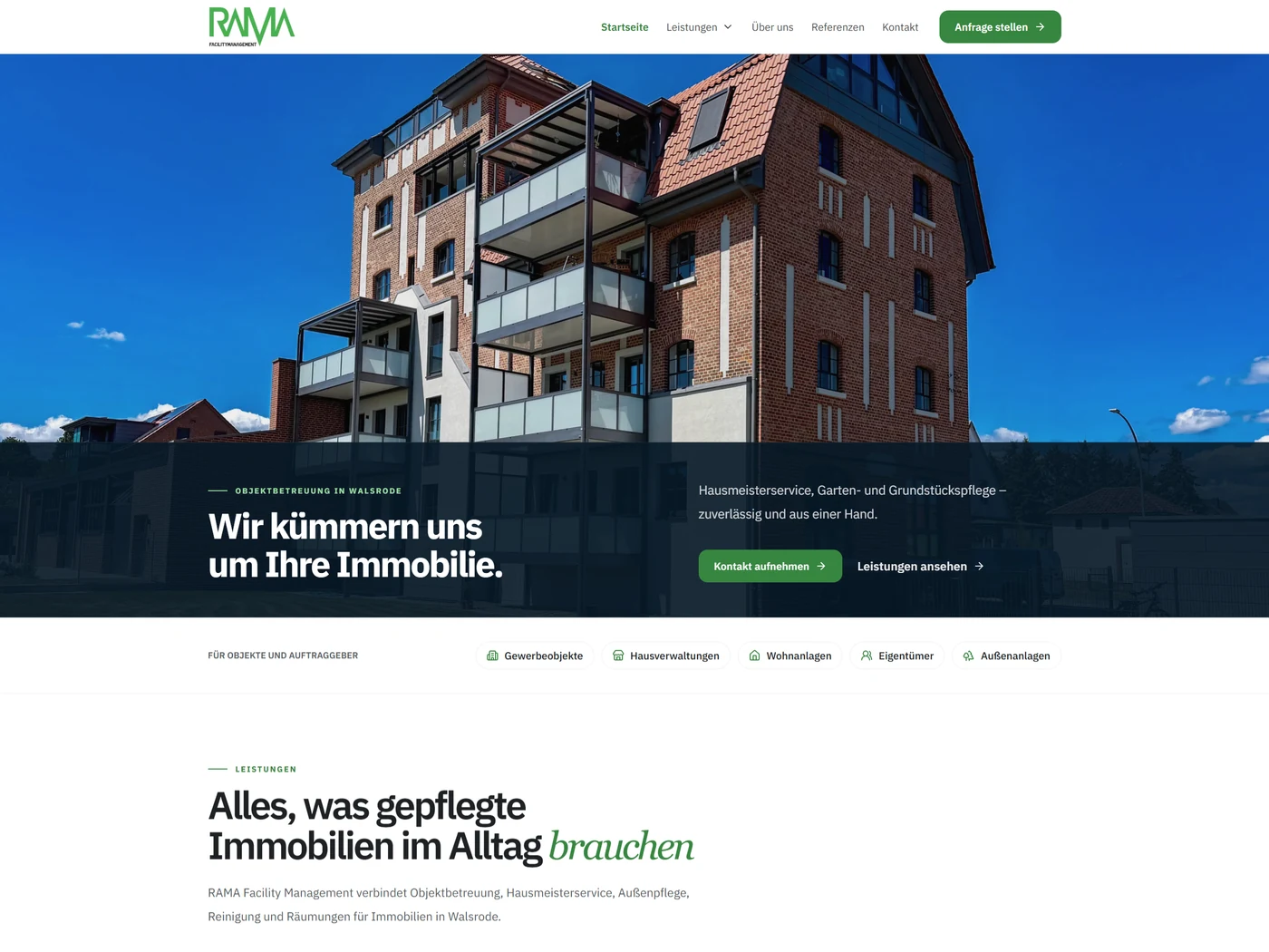 Startseite von RAMA Facility Management